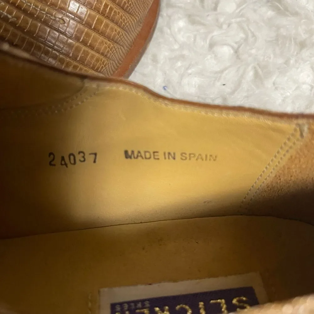 Slicker genuine lizard skin Brown and tan hand made Men's Dress Shoes SZ9.5M